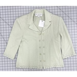 St. John Collection Marie Gray Green Knit Blazer 3/4 Length 2 Real Real R9